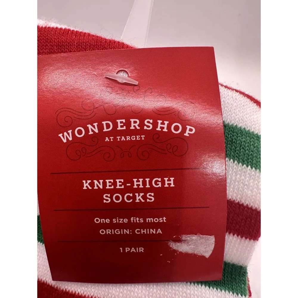 Wondershop Target Christmas Elf Knee High Socks Fuzzy Costume Red Green NWT